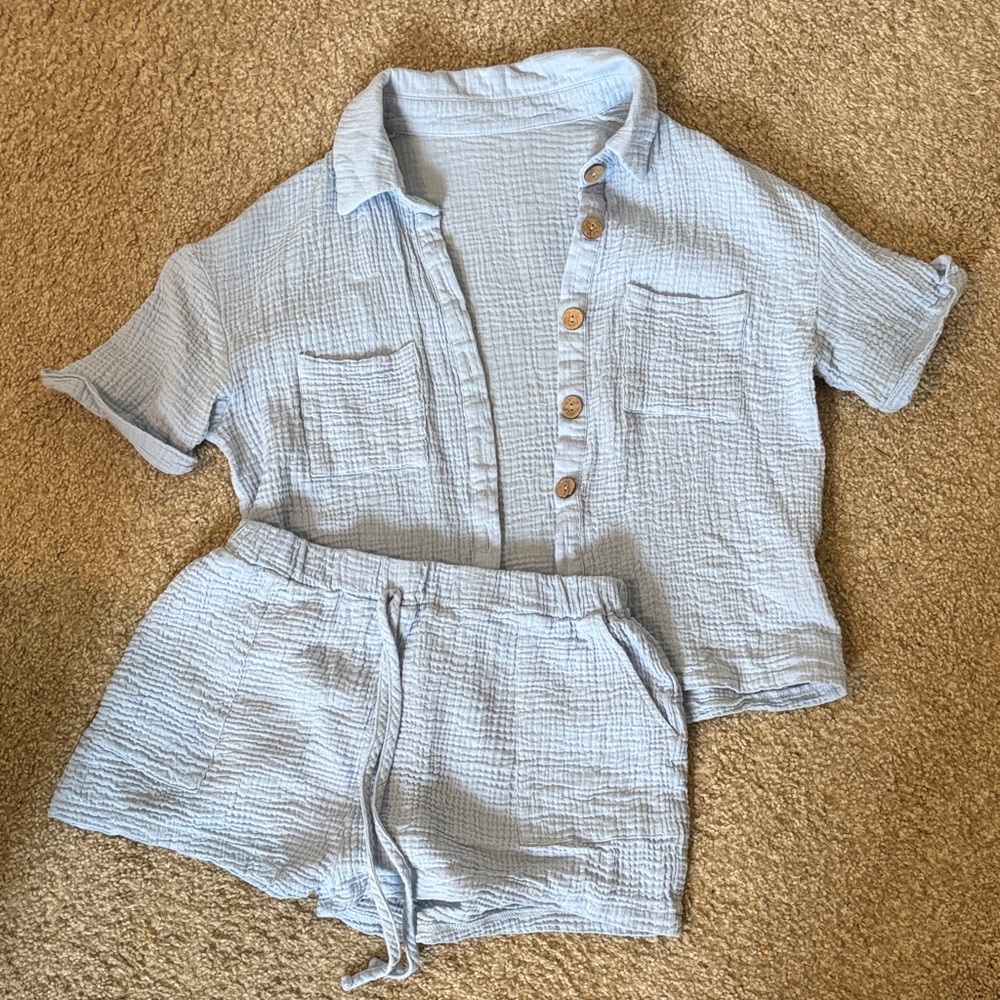 SHEIN Light Blue Textured Set